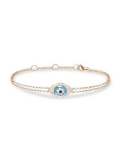 DJULA Magic Touch 18K Yellow Gold, Diamond & Turquoise Evil Eye Bracelet