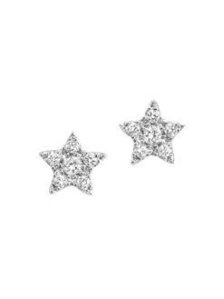 DJULA Magic Touch 18K White Gold & Diamond Star Stud Earrings