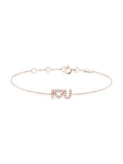 DJULA 18K Rose Gold & Diamond 'I Love U' Chain Bracelet