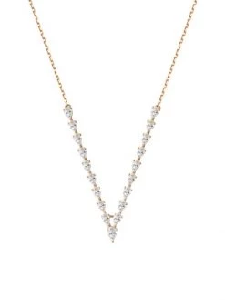DJULA Marquise 18K Rose Gold & Diamond V Necklace
