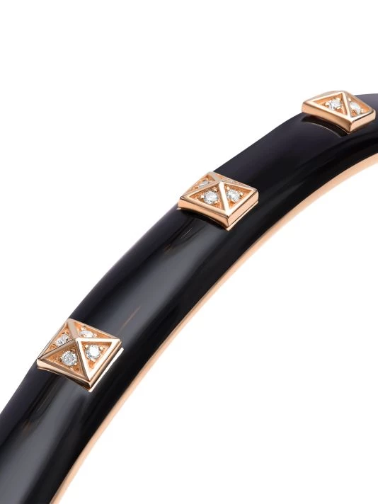 DJULA Spike 14K Rose Gold, Enamel, & Diamond Bangle For Men - Image 3