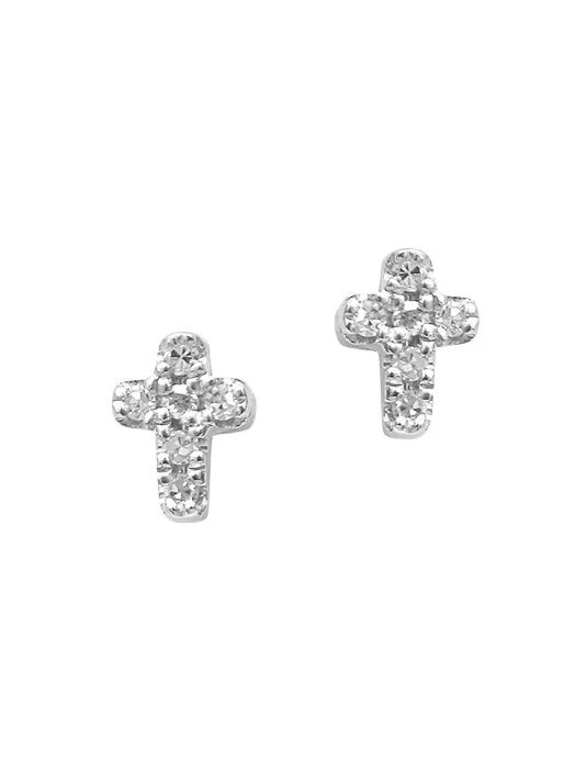 DJULA Magic Touch 18K White Gold & Diamond Cross Stud Earrings