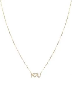 DJULA 18K Yellow Gold & Diamond 'I Love U' Pendant Necklace