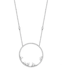 DJULA Fairytale 18K White Gold & Diamond Circle Pendant Necklace