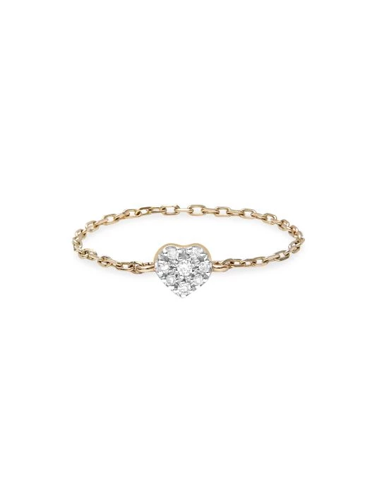 DJULA Magic Touch 18K Yellow Gold & Diamond Heart Chain Ring