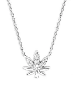 DJULA Magic Touch 18K White Gold & Diamond Leaf Pendant Necklace