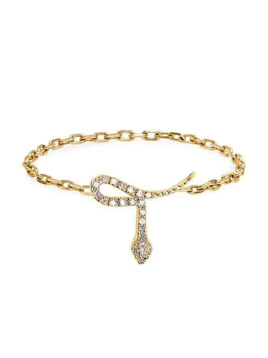 DJULA Magic Touch 18K Yellow Gold & Diamond Snake Chain Ring