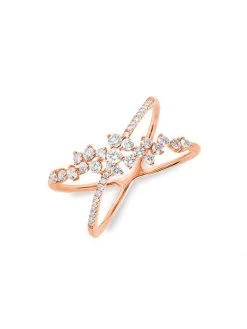 DJULA Fairytale 18K Rose Gold & Diamond Petite Crossed Ring