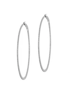 DJULA Graphique 18K White Gold & Diamond Hoop Earrings