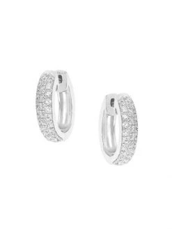 DJULA Graphique 18K White Gold & Diamond Hoop Earrings