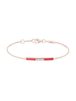 DJULA Marbella Red Enamel 14K Gold Diamond Bracelet