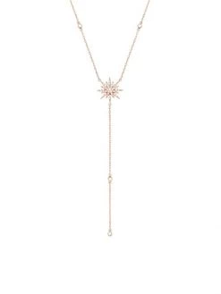 DJULA Soleil 18K Rose Gold & Diamond Sun Y Necklace