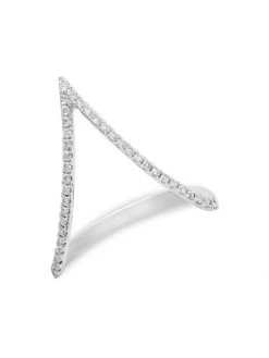 DJULA Graphique 18K White Gold & Diamond V Ring