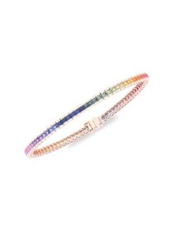 DJULA Rainbow 18K Rose Gold, Sapphire & Diamond Bangle
