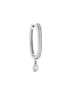 DJULA Glam Rock 18K White Gold & Diamond Oval Hoop Earring