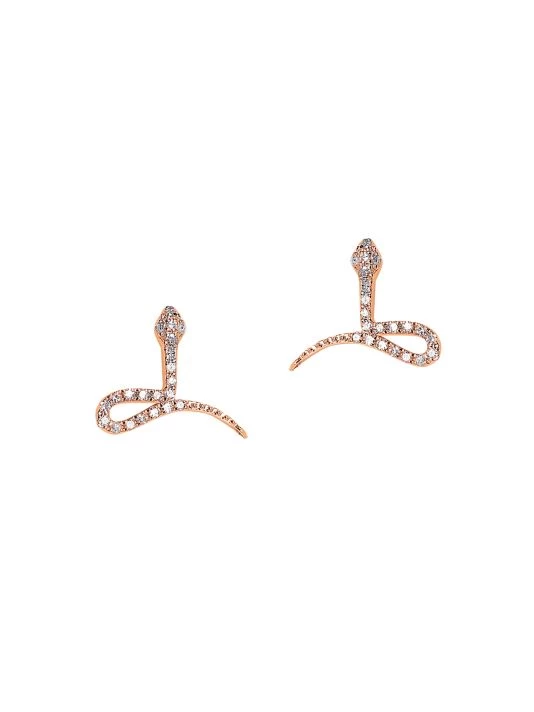 DJULA Magic Touch 18K Rose Gold & Diamond Snake Stud Earrings