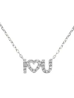 DJULA 18K White Gold & Diamond 'I Love U' Pendant Necklace